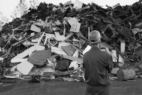 Construction site with waste materials ready for disposal in Dulwich