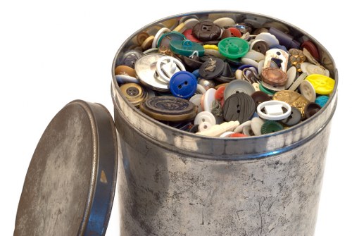 Construction workers implementing waste management strategies