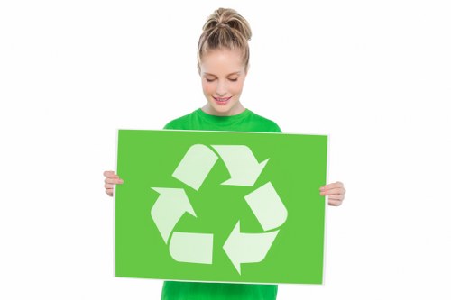 Different types of construction waste including concrete and wood